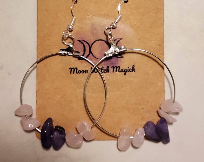 Custom Crystal Dangle Hoop Earrings. You choose the stones!