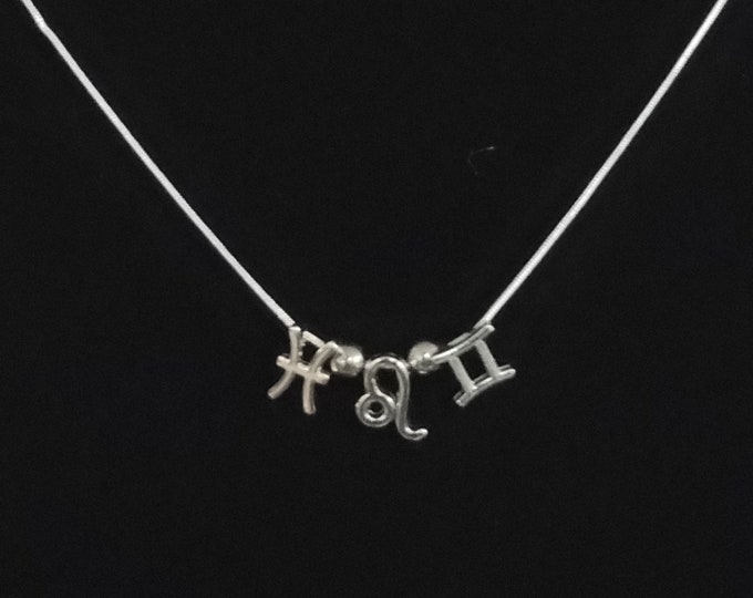 Big 3 Zodiac Symbol Necklace, Personalized to your Chart, Hypoallergenic Necklace, Rising Sign Optional, Big Three Zodiac Charm Necklace