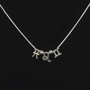 Colar com 3 símbolos do zodíaco grandes, personalizado para seu mapa, colar hipoalergênico, signo ascendente opcional, colar com pingente de três zodíacos grandes