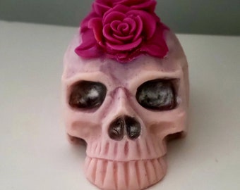 Skull Candle with Roses, Customized colors