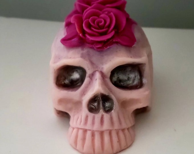 Skull Candle with Roses, Customized colors