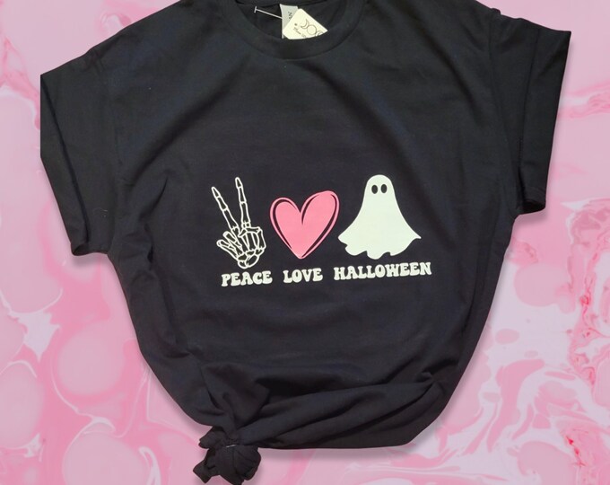 Peace Love Halloween T shirt Adult / Toddler/ Baby Sizes, Multiple Colors, Halloween Themed T- Shirt