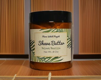Beurre à raser Velvet Vanilla, Beurre à raser pour hommes et femmes, soins de la peau végétaliens, parfum chaud de vanille, idées cadeaux