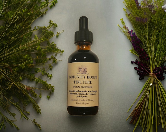 Immunity Boost Tincture Liquid Extract Dietary Supplement, Elderberry, Oregano and Thyme, Immune System Boost