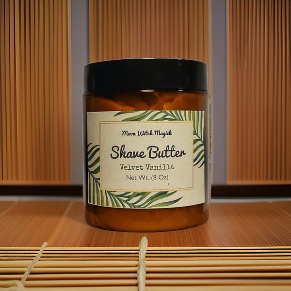 Velvet Vanilla Shave Butter, Scheerboter voor mannen en vrouwen, Veganistische huidverzorging, Warme vanillegeur, cadeau-ideeën