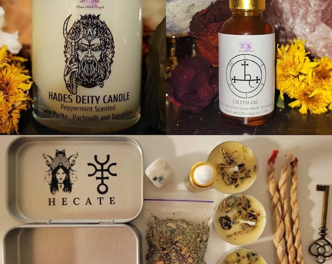 Custom Deity Set, Travel Altar, Customized Deity Candle & 1 oz Deity Oil