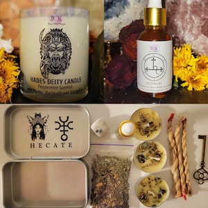 Custom Deity Set: Travel Altar, Candle & Oil - Worship Gift