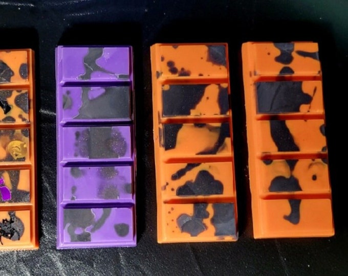 Marbled Wax Melt Snap Bars, Halloween Themed, 1 pack (5 melts Blocks), Halloween Conetti option, Purple/ Green/ Orange color options