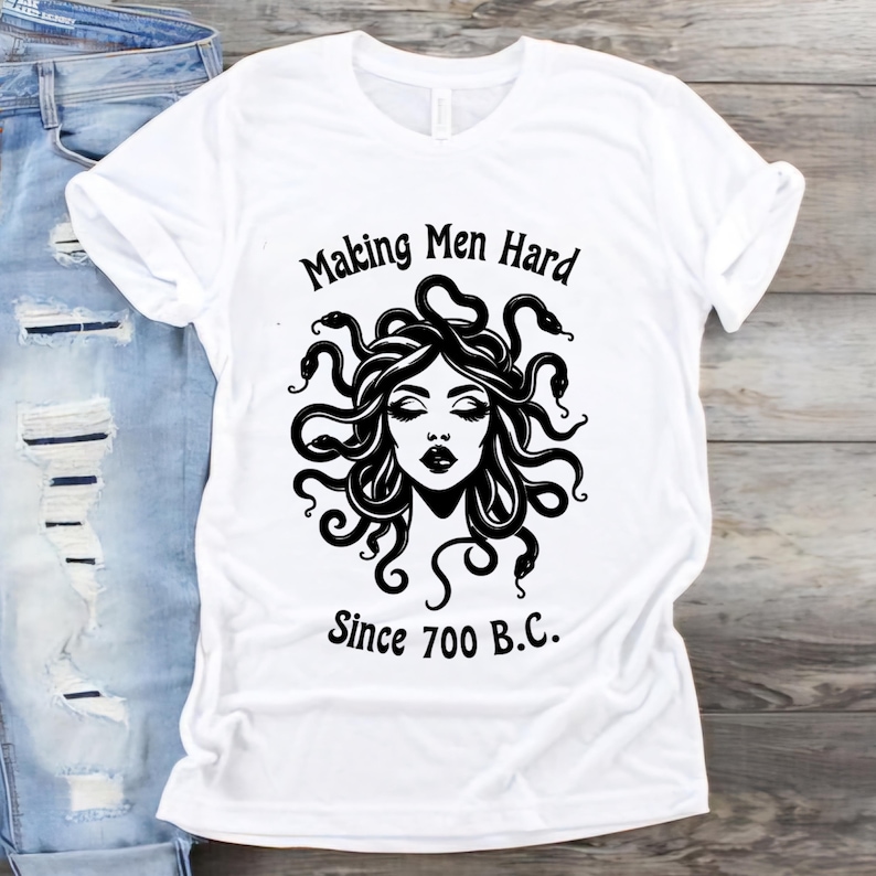 Medusa Graphic Tee: Humoristisk könsneutral T-shirt bild 1