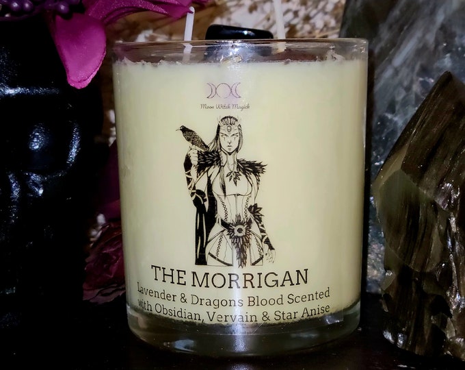 The Morrigan INVOCATION CANDLE, Offering Candle, Celtic Goddess Candle, Deity Candle, Goddess of War and Fate, Dragons Blood & Lavender