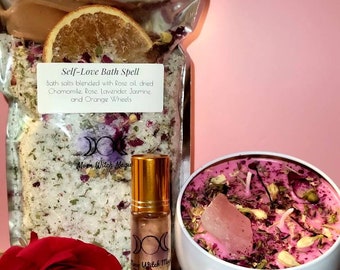 Gift Set, Bath Soaking Salts, SELF Love Candle, Fragrance Oils, Self CARE Gift BOX, Self Care And Daily Relaxation And Mood Booster Box