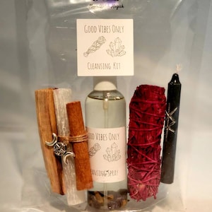 Cleanse and Protect Kit - Negative Energy Repellent Kit - Protection Cleansing Intention Kit - Cleansing Spray with Crystals- gift ideas