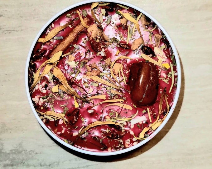 LUST SPELL Intention Candle with Red Jasper. Vanilla and Neroli Scented. Sex Magick candle. Add-ons available
