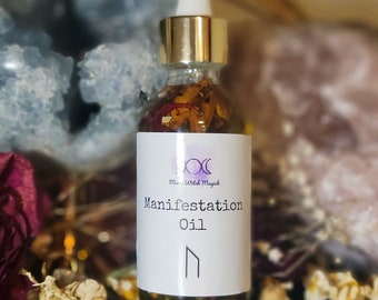 Manifestation Oil, Large 2 oz dropper bottle, Intention Setting Oil, Manifest Your Desires, Add to Candles, Spells, Perfume, Lotions, etc.