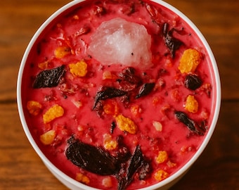 Love Spell Candle: Rose Quartz, Black Tourmaline, Cinnamon Vanilla Scent