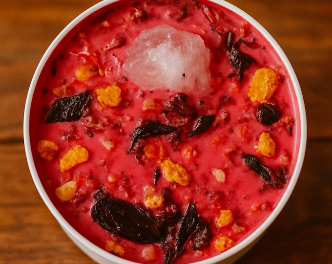 Love Spell Candle: Rose Quartz, Black Tourmaline, Cinnamon Vanilla Scent