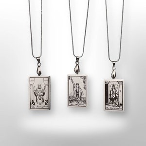 TAROT KETTING, Grote Arcana Tarot Card, Rider Waite, Zwart of Zilver RVS Hanger, Stijlkeuzes, Waarzeggerij, Tarot Deck