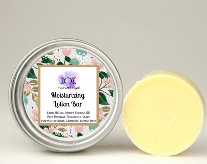 Lotion Bar for Skin Repair, Yarrow &  Calendula Moisturizing Lotion Bar with Travel Container, Deep Moisture Repair.  Two size options.