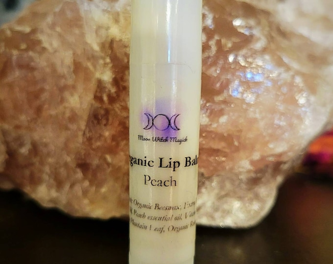 Paraben Free Organic Repairing Lip Balm, Peach & Pomegranate Vanilla, All natural handmade lip Balm for softness and repair, LIGHTLY SCENTED