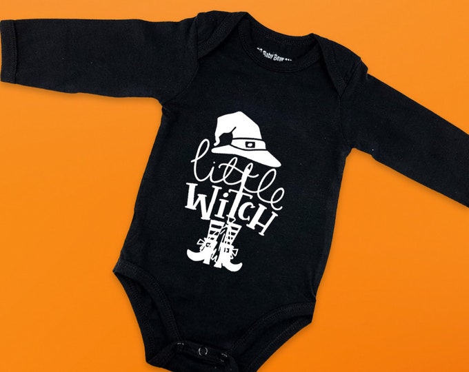 Little Witch Toddler Top /Baby Onesie, Halloween Themed Shirt and Onesie, Mommy & Me Photoshoot