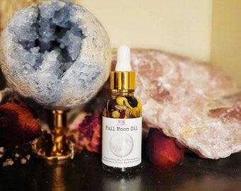 Full Moon Oil, Ritual Spell Oil For Recharging, Manifestation & Spiritual Development. Full Moon Magick Spell Oil. 1 ounce Dropper Bottle