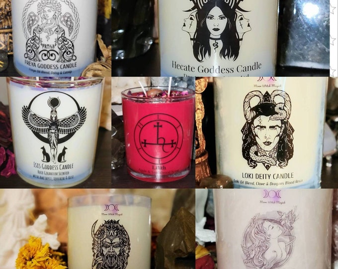 DEITY CANDLES, Custom option, Multiple Pantheons, Greek, Egyptian, Norse, Celtic, Jewish, Christian, Infernal