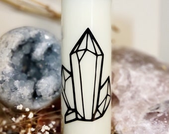 Witchy 7 Day Candle: Crystal Decal, Scent & Charm Choice