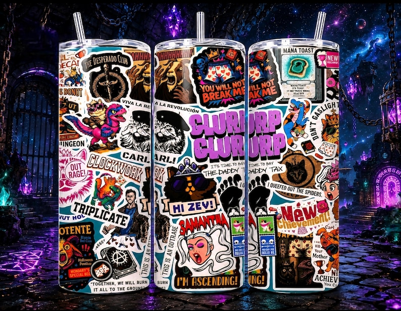 Dungeon Crawler Carl Collage Tumbler | 20oz Straight Tumbler With Lid ...