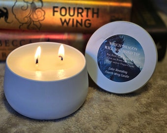Dragon Bond Color Revealing Candle, Which Dragon will you bond to? Fourth Wing Candle with surprise Dragon charm, Bookish Candle