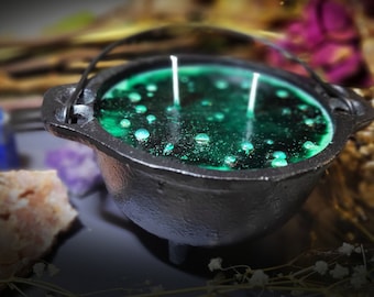 Bubbling Cauldron Candle: Scented Cast Iron Halloween Decor