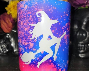Flying Witch Mug for Coffee or Tea, 12 or 15 oz, Multiple Colors, Dishwasher and Microwave safe
