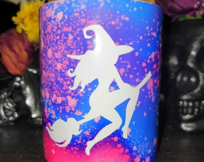 Flying Witch Mug for Coffee or Tea, 12 or 15 oz, Multiple Colors, Dishwasher and Microwave safe