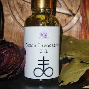 Demon Invocation Oil, Demonic Summoning Oil, Ritual Spell Oil For summoning demonic enitities, Offering Oil, 1 oz Dropper Bottle with herbs