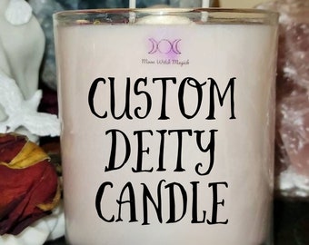 Custom Deity Candle, God Offering Candles made to order, 10/12/16 oz soy Candle for deity work. Discreet Broom Closet Labeling Available