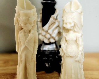 Skeleton Bride and Groom Candles, Halloween, Samhain Day of the Dead, Til Death Theme