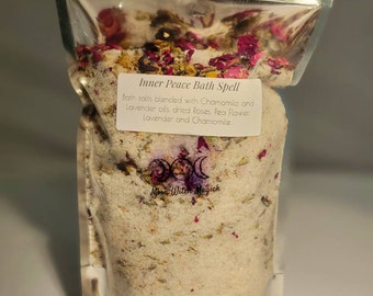 Inner Peace Bath Spell - Soaking Salts - Bath Salt Blend - Zen Bath - Specially Formulated With Intention -  Light Bubble Bath - Gift Ideas