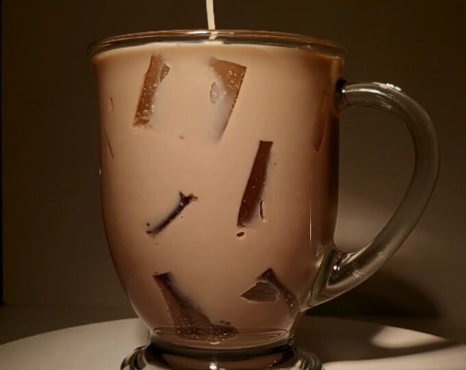 Iced Coffee Candle with Reusable Glass Cup with Handle, Food Candles, Candle Decor, Coffee Scented Candles, 16 oz wax Candle, PSL, Vanilla..
