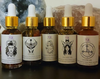 DEITY OILS, Hecate, Persephone, Isis, Loki, Lilith, Lucifer, Poseidon, Hades, Custom Orders, Invocation Oil