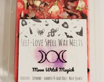 SELF LOVE SPELL Wax Melts, 8 pack, melts with intention, crystals and herbs