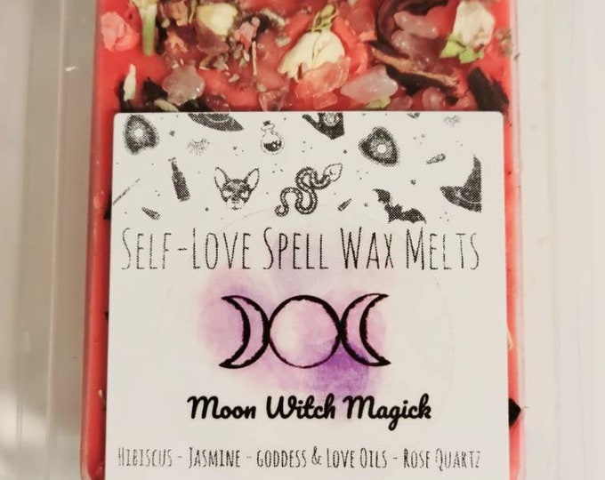 SELF LOVE SPELL Wax Melts, 8 pack, melts with intention, crystals and herbs
