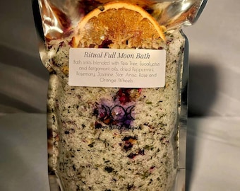 Ritual Full Moon Bath (14 oz) Bath Salts, lunar, hunters moon, Flower Moon, Bath Soaking Salts