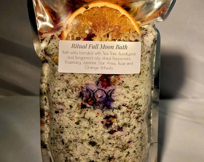 Ritual Full Moon Bath (14 oz) Bath Salts, lunar, hunters moon, Flower Moon, Bath Soaking Salts