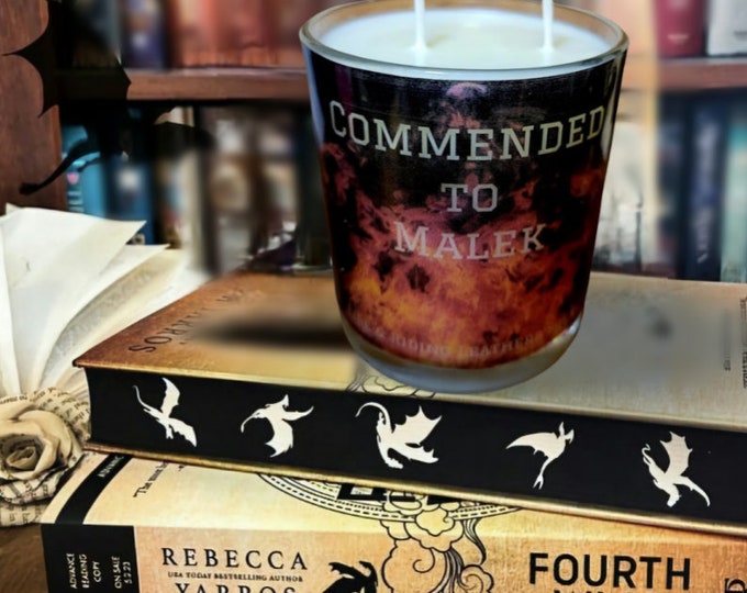 Fourth Wing Candle, Commended to Malek, Riding Leathers & Embers Scented, Book Candles 4th Wing, Bookish Candle