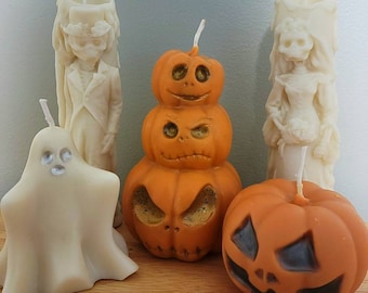 HALLOWEEN COLLECTION pumpkin, ghost, and skeleton candles, scented or unscented, Halloween decor, buy as set or individually