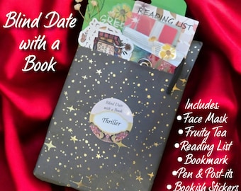 Blind Date with a Book, Choose Genre and cover type, free bookmark, stick tabs, pen, sticker & dried flowers w each order, bookish, booktok