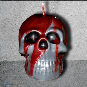 Blood Drip Skull Candle, HALLOWE Spooky Decor, Day of the Dead, Samhain, Wicca,, Witchcraft, Skull Offering Candles