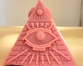 Hidden Crystal Pyramid Candle - Surprise Crystal Inside - Custom Color & Scent -Beeswax/Soy Blend - Custom Color Pyramid Candle - Gift Ideas