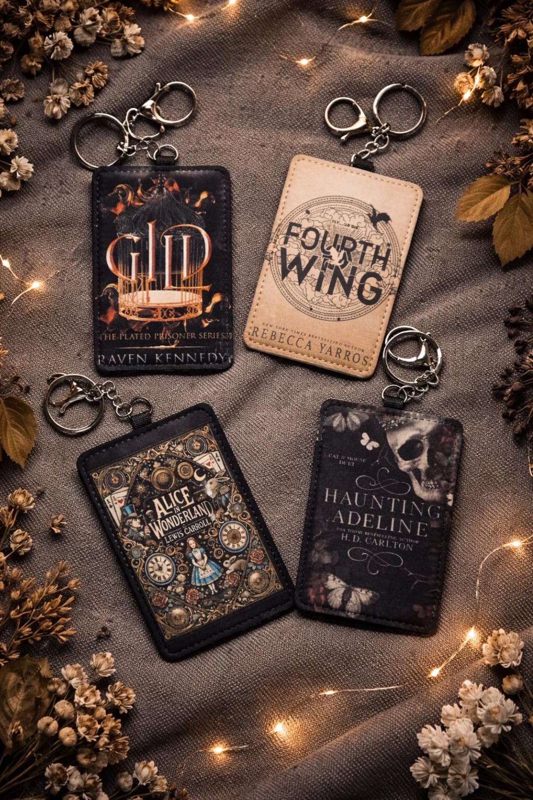Book Cover Card Holder Key Chain, Choose Your Favorite Books! Bookish ...