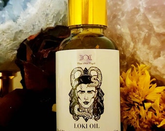 Loki Invocation Oil, Ritual Oil Blend for Divination, Deity Work, Offering and for Altars, 1 oz /29.5mL dropper bottle