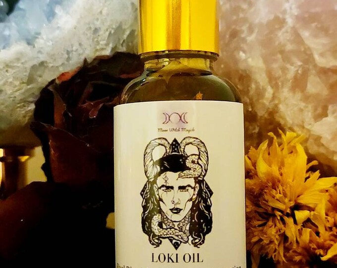Loki Invocation Oil, Ritual Oil Blend for Divination, Deity Work, Offering and for Altars, 1 oz /29.5mL dropper bottle